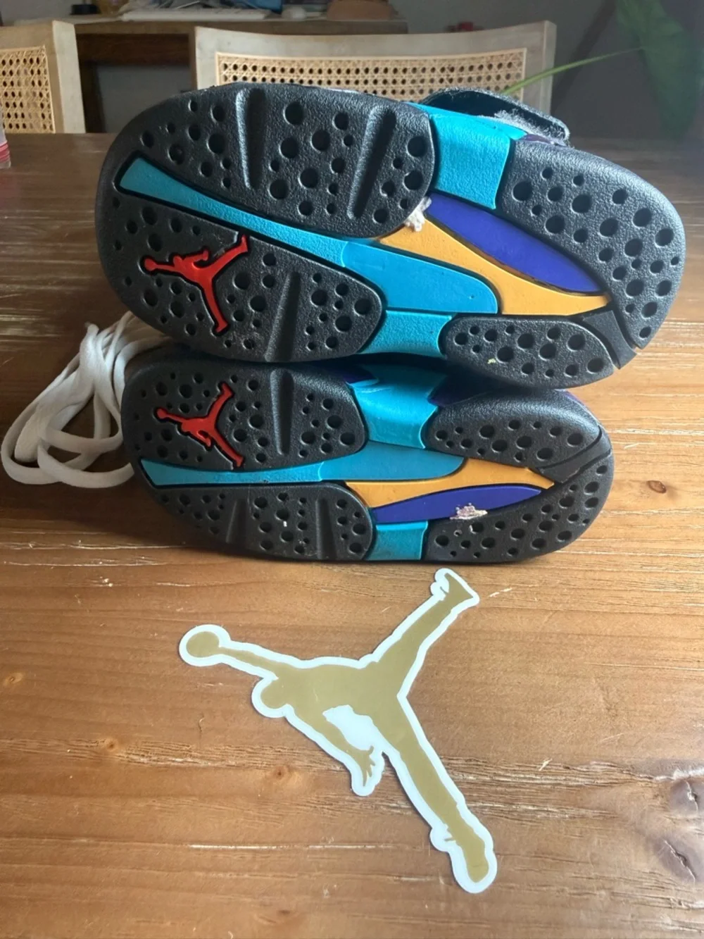 Jordan Baby Black Velcro Walker Shoes with Rainbow Accent